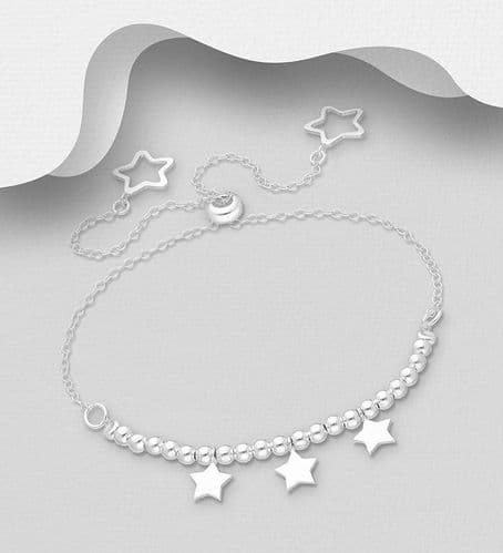 925 Sterling Silver Adjustable Star Bracelet